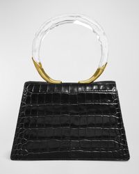 Lucite Quad Croc-Embossed Top-Handle Bag