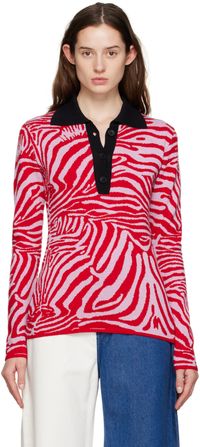 Marques Almeida Red & Pink Three-Button Polo