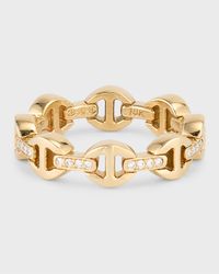 18K Yellow Gold Dame Tri-Link Diamond Bridge Ring