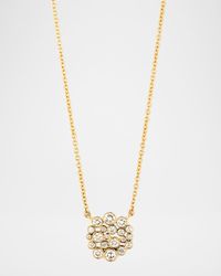 18k Yellow Gold Diamond Cluster Necklace