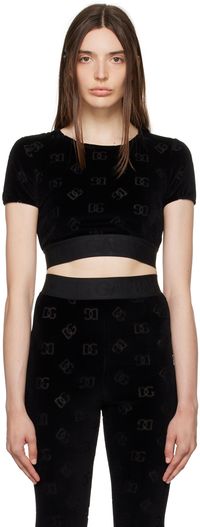 Dolce&Gabbana Black Flocked T-Shirt