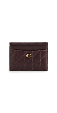 Coach Quilted Pillow Leather Essential Card Case B4/Black Currant One Size
