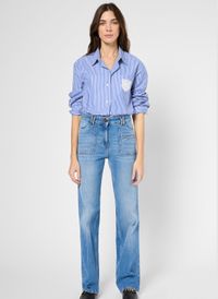 Gerard Darel - Jean flare en coton mélangé - Taille 46 - Bleu