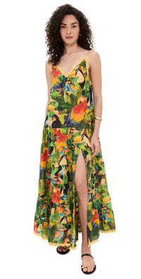 FARM Rio Bird Leaves Long Dress Bird Leaves Sand XL