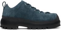 Jil Sander Baskets bleues en suède épais
