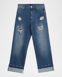 Men's Distressed Straight Cuffed Jeans
