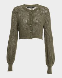 Tori Blouson-Sleeve Crochet Cardigan