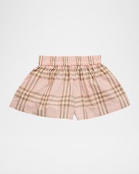 Girl's Wide-Leg Check Cotton Shorts, Size 6M-3