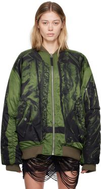 Jean Paul Gaultier Blouson aviateur kaki à images trompe l'œil - Fashion Fiction