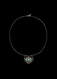 Hipanema - Collier chaîne avec charm central avec perles - Taille Unique - Noir