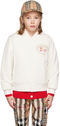 Burberry Kids White Printed Bomber Jacket