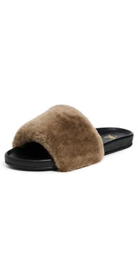 beek Gallito Mas Shearling Sandals Bronze Black 5
