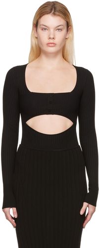 ANDREĀDAMO Black Cut-Out Bodysuit
