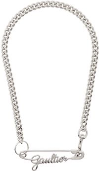 Jean Paul Gaultier Collier argenté à pendentif sculptural - Tattoo