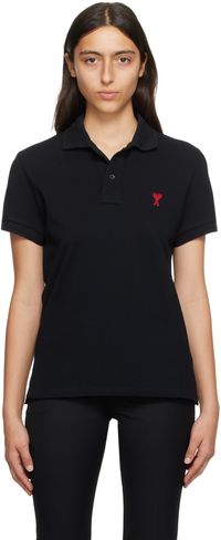 AMI Paris Black Ami de Cœur Polo