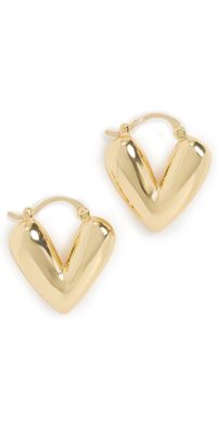 Kenneth Jay Lane Heart Drop Pierced Earrings Polished Gold One Size