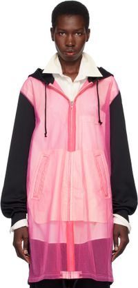 Comme des Garçons Homme Plus Black & Pink Polyester Thick & Nylon Tulle Zip-Up Hoodie