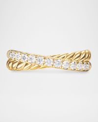 DY Crossover 2-Row Ring in 18K Gold with Diamonds, 5mm