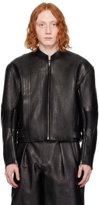 Recto Black 80's Motorcycle Leather Jacket