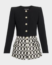 Laurel Geo Layered Single-Breasted Blazer