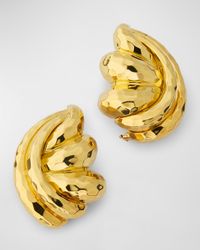 Estate Dunay 18K Yellow Gold Faceted Swirl Clip-On Earrings