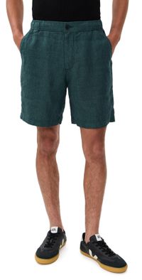Wax London Linen Kurt Shorts 7.5 Dark Green 38