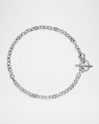 DY Mercer Single Row Toggle Necklace with Diamonds in Silver, 5mm