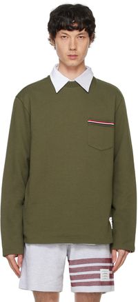 Thom Browne Khaki Oversized RWB Chest Pocket Sweatshirt