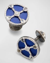 Men's Blue Enamel Romero Cufflinks with Diamonds and Sapphires