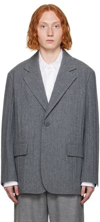 Solid Homme Gray Pleated Blazer
