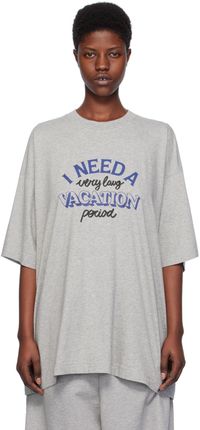 VETEMENTS Gray 'I Need A Vacation' T-Shirt