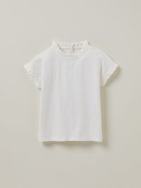Cyrillus - T-shirt à volants en coton biologique - Taille 6A - Blanc