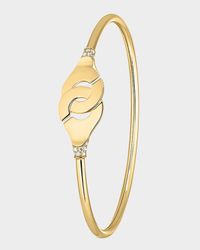 Yellow Gold Menottes R12 Flex Bracelet with Diamond Shoulders