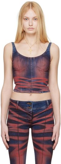 KNWLS Red & Navy Harley Denim Tank Top