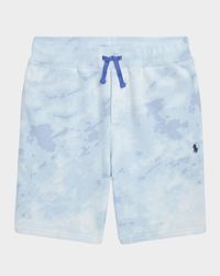 Boy's Cloud-Print Shorts W/ Pony, Size S-XL