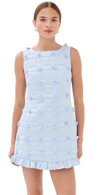 Tanner Fletcher Pippin Quilted Rosette Mini Dress Light Blue 3