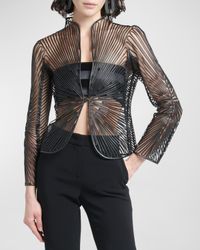 Soutache Single-Breasted Leather-Embroidered Jacket