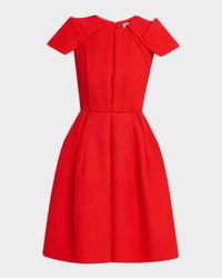 Short-Sleeve Pleated Mini Dress