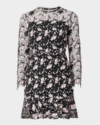 Gracie Two-Tone Floral Lace Mini Dress