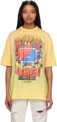 Acne Studios T-shirt jaune à image et texte imprimés