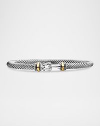Cable Buckle Bracelet in Silver with 18K Gold, 4mm