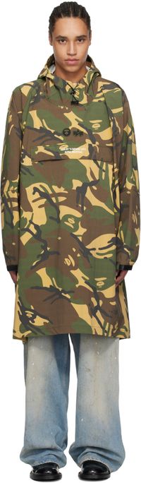 AAPE by A Bathing Ape Khaki Alpha Industries Edition Camo Hooded Rain Coat