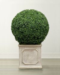 Faux Boxwood Ball Topiary Plant in Planter, 36"T