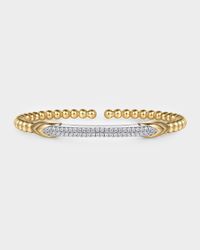 14K White and Yellow Gold Bujukan Diamond Bar Split Bangle Bracelet