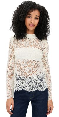 WAYF Dolly Lace Top Ivory M