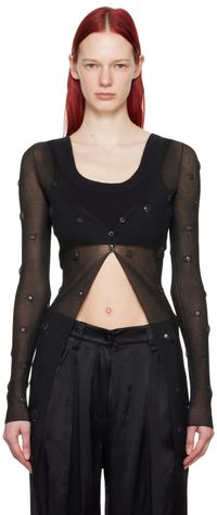 Alexander Wang Black Ribbed Cardigan