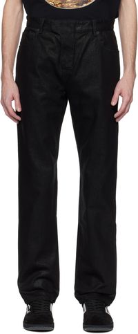 Balmain Black Regular-Fit Coated Jeans