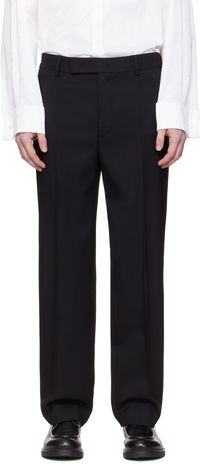 Marine Serre Black Virgin Wool Twill Pleated Trousers