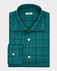 Men's Cotton Windowpane Check Button-Down Shirt