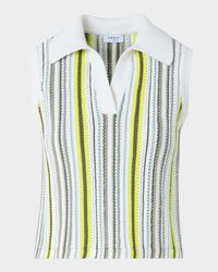 Striped Crochet & Knit Cotton Top